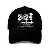 Casquette de baseball personnalisée fière maman papa d'une casquette de baseball diplômée 2024 - Photo personnalisée